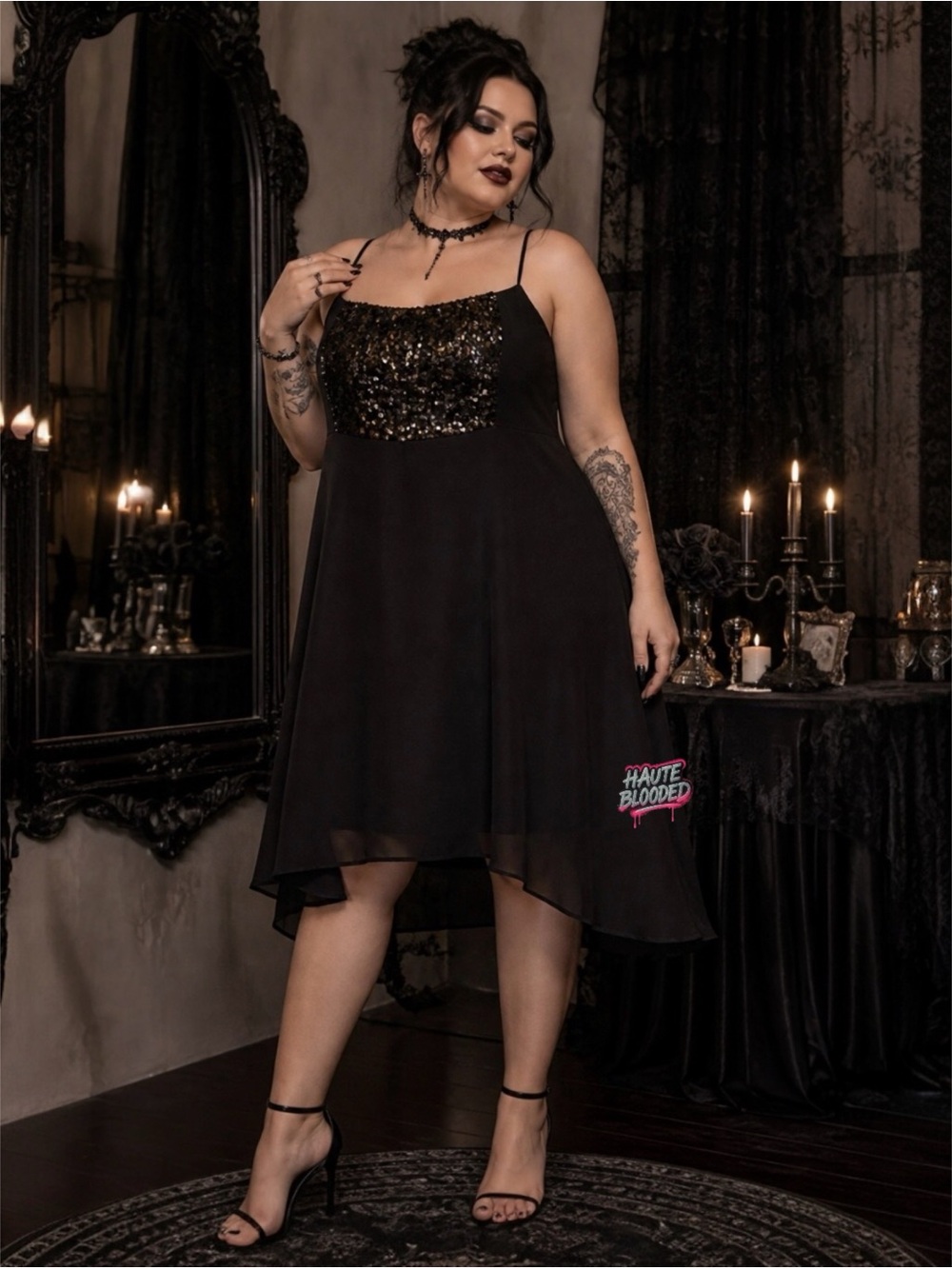 Torrid Dress Vintage Y2K Plus Size Sequin LBD Prom Glam Luxe Soft Goth McBling